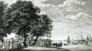 Vue du côté nord de la rivière de Virginie près de Manour Lodge - Paul Sandby
